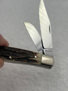 Browning Vintage Made In Germany Stag Handle 3 Blade Stockman (#58)