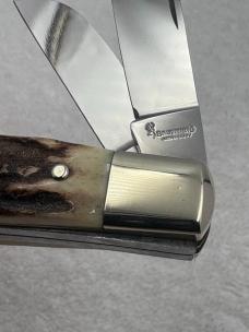 Browning Vintage Made In Germany Stag Handle 3 Blade Stockman (#58)