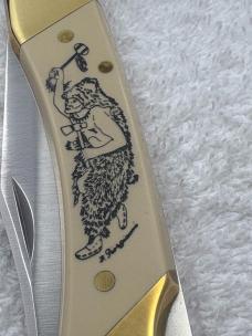 Schrade Cutlery Bear Cult Scrimshaw Knife Limited Edition USA Vintage And Rare