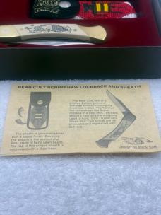 Schrade Cutlery Bear Cult Scrimshaw Knife Limited Edition USA Vintage And Rare