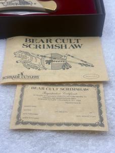 Schrade Cutlery Bear Cult Scrimshaw Knife Limited Edition USA Vintage And Rare