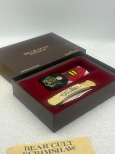 Schrade Cutlery Bear Cult Scrimshaw Knife Limited Edition USA Vintage And Rare