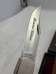 Schrade Cutlery Cowboy Commemorative Scrimshaw Knife Made In USA Limited Edition Vintage And Rare