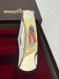 Schrade Cutlery Cowboy Commemorative Scrimshaw Knife Made In USA Limited Edition Vintage And Rare