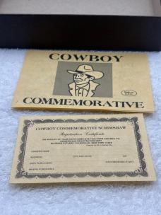 Schrade Cutlery Cowboy Commemorative Scrimshaw Knife Made In USA Limited Edition Vintage And Rare