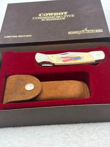 Schrade Cutlery Cowboy Commemorative Scrimshaw Knife Made In USA Limited Edition Vintage And Rare