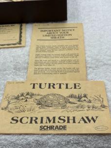 Schrade Cutlery Turtle Scrimshaw Knife USA Limited Edition Vintage Rare