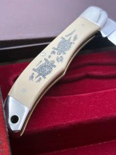 Schrade Cutlery Turtle Scrimshaw Knife USA Limited Edition Vintage Rare