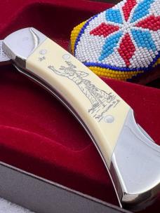 Schrade Cutlery Morning Star Scrimshaw Knife USA Limited Edition Vintage