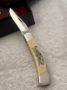 Schrade + 1782-1982 Limited Edition Bald Eagle Scrimshaw LB5 Lockback Hunter Made In USA Vintage
