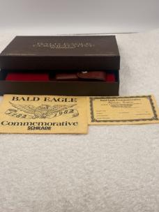 Schrade + 1782-1982 Limited Edition Bald Eagle Scrimshaw LB5 Lockback Hunter Made In USA Vintage