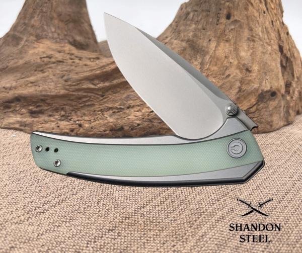 Civivi Teraxe Pocket Knife Gray & Jade Stainless & G10 Folding Nitro-V 200362