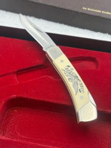 Vintage Schrade + 1782-1982 Bald Eagle Commemorative Scrimshaw Smokey LB5 Lockback 