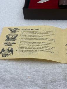 Vintage Schrade + 1782-1982 Bald Eagle Commemorative Scrimshaw Smokey LB5 Lockback 