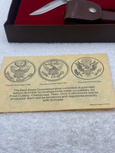 Vintage Schrade + 1782-1982 Bald Eagle Commemorative Scrimshaw Smokey LB5 Lockback 