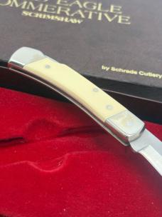 Vintage Schrade + 1782-1982 Bald Eagle Commemorative Scrimshaw Smokey LB5 Lockback 