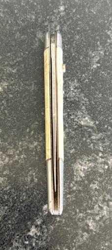 Imperial Toothpick Switchblade Knife, Cracked Ice Celluloid Scale, Used