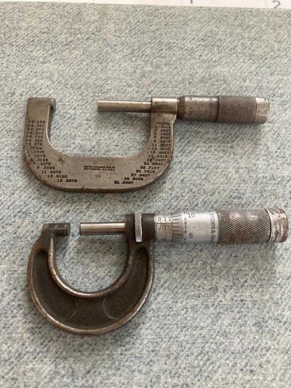 Vintage Two(2) BROWN & SHARPE MFG. CO., PROV. R.I. U.S.A. Micrometers