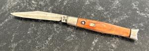 Colonial Shur-Snap Fishtail Switchblade Knife Root Beer Float Swirl Scale Used