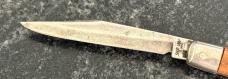 Colonial Shur-Snap Fishtail Switchblade Knife, Root Beer Float Swirl Scale, Used