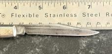 Colonial Shur-Snap Fishtail Switchblade Knife, Root Beer Float Swirl Scale, Used
