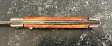 Colonial Shur-Snap Fishtail Switchblade Knife, Root Beer Float Swirl Scale, Used