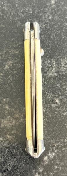 Colonial Shur-Snap Fishtail Switchblade Knife, Cream Color Scale, Used