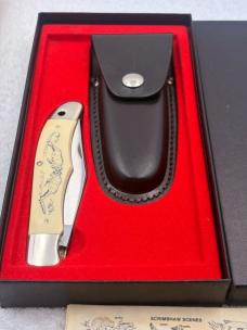 Schrade USA 1980 Scrimshaw Folding 1 Blade Hunter Linerlock SC-500 ( Mountain Goats)