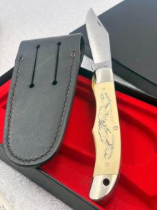 Schrade USA 1980 Scrimshaw Folding 1 Blade Hunter Linerlock SC-500 ( Mountain Goats)