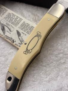 Schrade USA 1980 Scrimshaw Folding 1 Blade Hunter Linerlock SC-500 ( Mountain Goats)