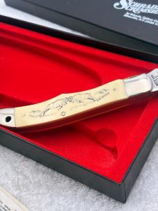 Schrade USA 1980 Scrimshaw Folding 1 Blade Hunter Linerlock SC-500 ( Mountain Goats)