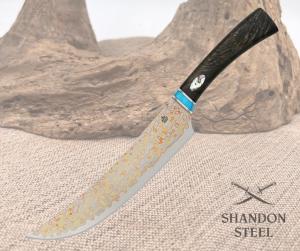 QSP Knife Noble Series Butcher Copper Damascus Fixed Blade Kitchen Knife KK006B