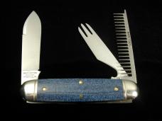 Great Eastern Cutlery GEC Faded Blue Denim Micarta Beer and Sausage Knife Made in USA 352325