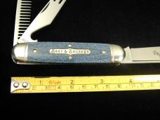 Great Eastern Cutlery GEC Faded Blue Denim Micarta Beer and Sausage Knife Made in USA 352325