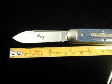 Great Eastern Cutlery GEC Faded Blue Denim Micarta Beer and Sausage Knife Made in USA 352325