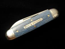 Great Eastern Cutlery GEC Faded Blue Denim Micarta Beer and Sausage Knife Made in USA 352325