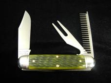 Great Eastern Cutlery GEC Green Jigged Bone Fairway and Clubhouse Knife Made in USA 351325