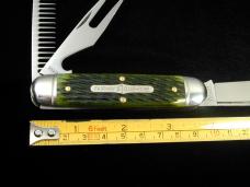 Great Eastern Cutlery GEC Green Jigged Bone Fairway and Clubhouse Knife Made in USA 351325