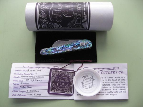   DANIELS FAMILY KNIFE BRANDS-TITUSVILLE CUTLERY-ROOSTER COMB-PAUA ABALONE