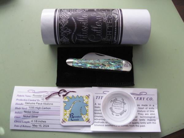   DANIELS FAMILY KNIFE BRANDS-TITUSVILLE CUTLERY-ROOSTER COMB-PAUA ABALONE