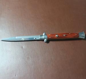 11quot FRANK BELTRAME STILETTO WITH NATURAL RED HEART WOOD HANDLES AND A 4MM BAYONET BLADE