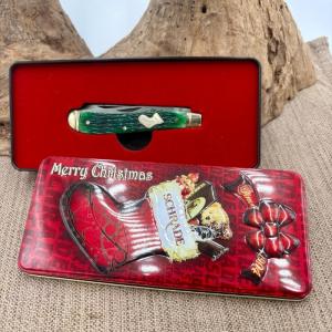 SCHRADE MERRY CHRISTMAS KNIFE COLLECTORS TIN 94GPBC BONE TRAPPER NEW OLD STOCK