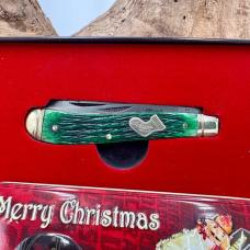 SCHRADE MERRY CHRISTMAS KNIFE COLLECTORS TIN 94GPBC BONE TRAPPER NEW OLD STOCK 