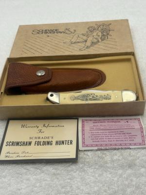 Vintage Schrade Scrimshaw Eagle Mayflower 261SC 2 Blade Hunter New In Box Made In USA