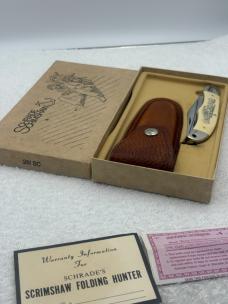 Vintage Schrade Scrimshaw (Eagle / Mayflower) 261SC 2 Blade Hunter New In Box Made In USA