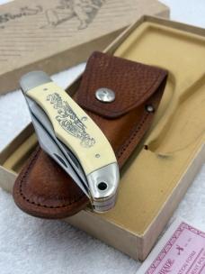 Vintage Schrade Scrimshaw (Eagle / Mayflower) 261SC 2 Blade Hunter New In Box Made In USA