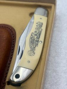Vintage Schrade Scrimshaw (Eagle / Mayflower) 261SC 2 Blade Hunter New In Box Made In USA
