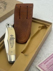 Vintage Schrade Scrimshaw (Eagle / Mayflower) 261SC 2 Blade Hunter New In Box Made In USA