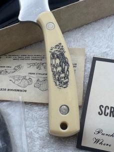Vintage Schrade Scrimshaw (Whalers / Ship) 152SC Sharpfinger New In Box Made In USA