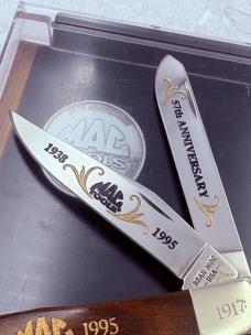 Vintage 1995 Bear MGC 2 Blade Trapper Knife Comm Mac Tools 57th Ann Made In USA